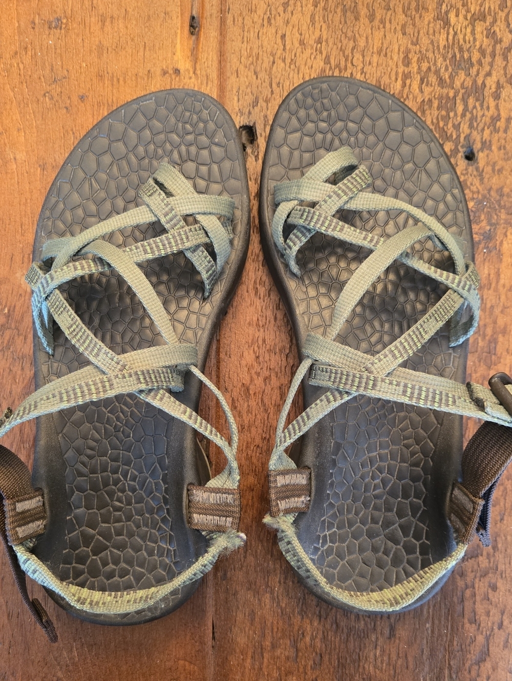 Chaco Olive Green and Brown/tan Z/Cloud Sandals